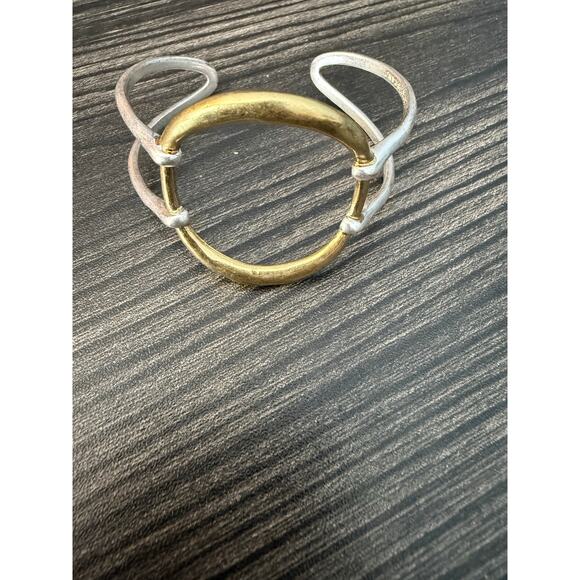 Lucky Brand Two-Tone Openwork Circle Cuff Bracelet - Picture 2 of 5